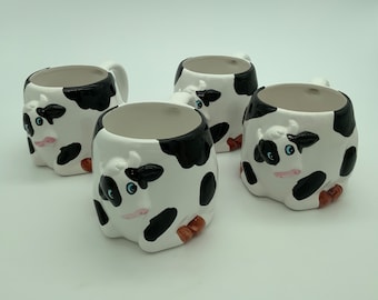 Ceramic Cow Mugs - previously owned - set of four