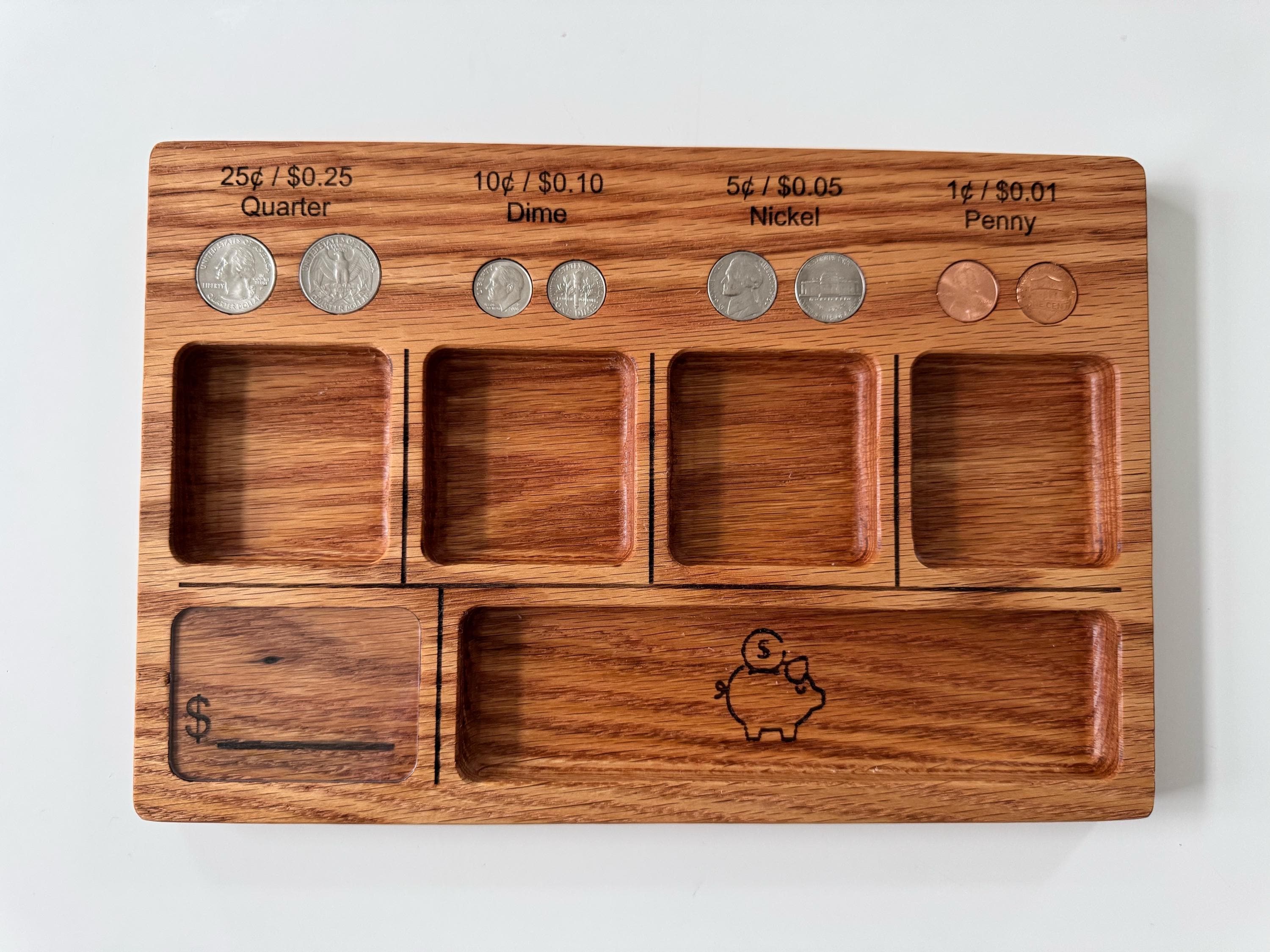 Montessori Wooden Money Sorting Board Educational Coin Organizer for Kids Learn Counting Money Skills