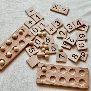 Ten Frame Twenty Frame Counting Board Montessori Math Manipulative Natural Wood Educational Toy Preschool Kindergarten Early Math Learning