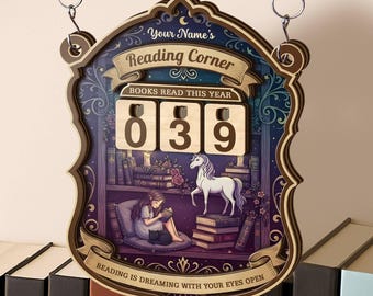 Personalized Book Tracker Sign, Custom Reading Tracker, Library Decor, Book Lover Gifts, Books Read This Year Counter, Reading Lover Gift
