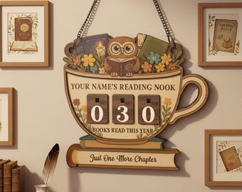 Personalized Book Tracker Sign, Custom Reading Tracker, Library Decor, Book Lover Gifts, Books Read This Year Counter, Reading Lover Gift
