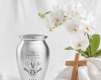 Funeral Memorial Urns Artsy Woodsy Personalized Mechanic Mini Urns Stainless Steel,Keepsake Urns with Engraved Mechanic Man Design 2.56 inch