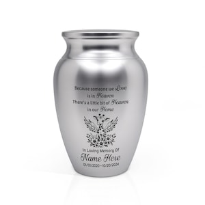 Personalized Baby Loss Infant Mini Urns for Human Ashes Stainless Steel 2.56 inch, Angel Wings Heaven Keepsake, Memorial Gifts Small Urn