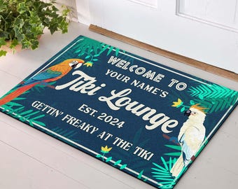 Personalized Tiki Lounge Doormat, Drying Rubber Non Slip Coffee Bar Accessories, Door Mat Indoor Entrance Home Pub, Welcome Mat Outdoor