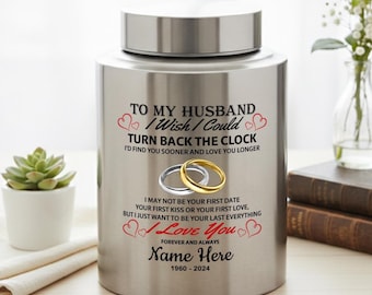 Personalized Husband Cremation Urn for Ashes, Spouse Memorial Urn, Custom Name Date Sympathy Gift for Widow