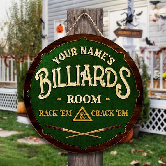 Custom Billiards Room Billiards Club Printed Wood Sign, Multiple Sizes, Man Cave Sign, Pool Table Sign, Pool Room Decor, Room Gifts For Him