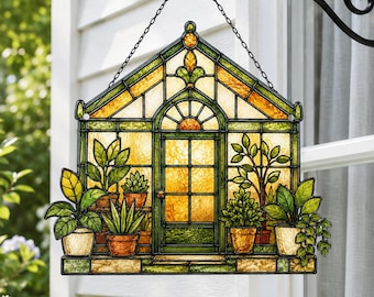 Atrapasueños de cristal para invernadero, colgante botánico para ventana estilo vidriera, regalo para amantes de las plantas, decoración para jardín interior.