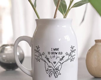 Personalized Photo Ceramic Vase, Custom Wedding Anniversary Gift