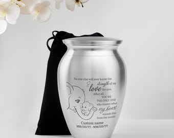 Personalized Baby Elephant Mini Urn, Engraved Stainless Steel Keepsake