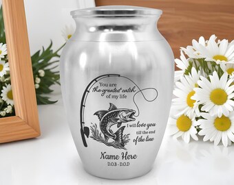 Personalized Bass Fishing Cremation Mini Urns for Human Ashes Memorial Gifts Stainless Steel Decorative Keepsake, Car Accessories