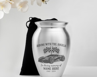 Personalized Racing Mini Urn for Human Ashes Keepsake, Remembrance Gifts for Loss of Loved One, Mini Urns for Human Ashes ECHAUA 61780