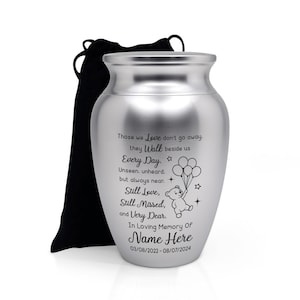 Personalized Baby Loss Infant Mini Urns for Human Ashes Stainless Steel 2.56 inch, Angel Wings Heaven Keepsake, Memorial Gifts Small Urn