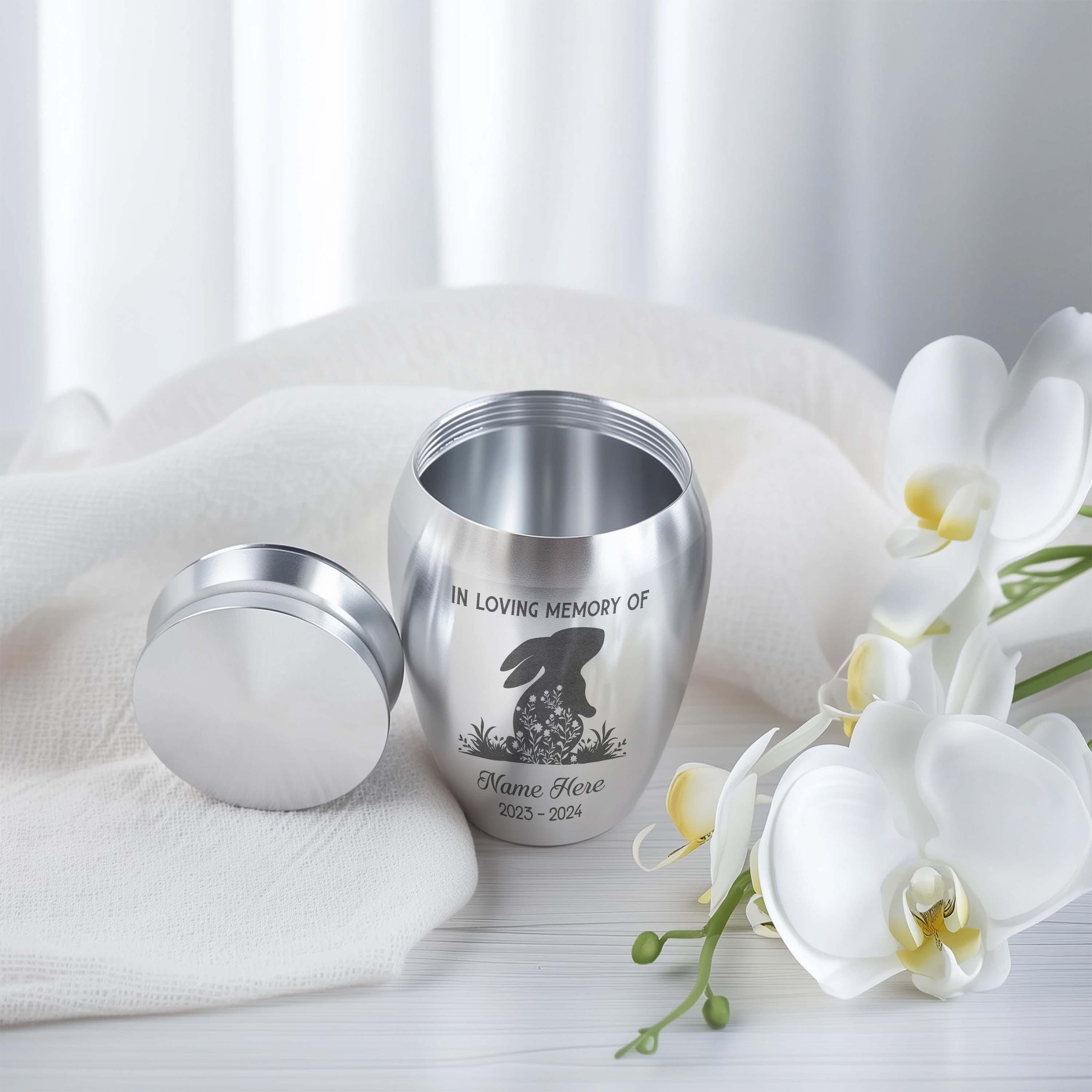 Personalized Rabbit Pet Memorial Cremation Mini Urn, Decorative ...