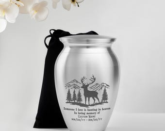 Miniurna de caza de ciervos personalizada, recuerdo de acero inoxidable