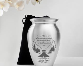 Personalized Semi Truck Mini Urns for Human Ashes Stainless Steel Keepsake Urns Truck Driver Angel Wings 2.56 inch, Funeral Memorial Urns