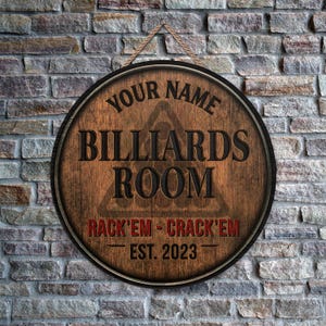 Custom Billiards Lounge & Bar Pool Wooden Sign Wall Art Plaque, Pool ...
