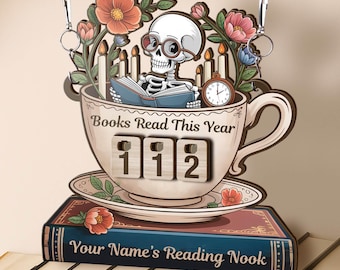 Personalized Book Tracker Sign, Custom Reading Tracker, Library Decor, Book Lover Gifts, Books Read This Year Counter, Reading Lover Gift