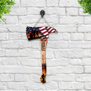 Custom Firefighter Axe Wooden Sign, Multiple Sizes, Fire Department Firemen Hanging Decor, Gifts for Fire Fighter Colleagues Friends Family
