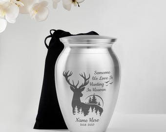 Personalized Deer Hunting Mini Urns Stainless Steel, Decorative Memorial Keepsake Urns Engraved 2.56 inch, Gifts for Hunters Human Ashes
