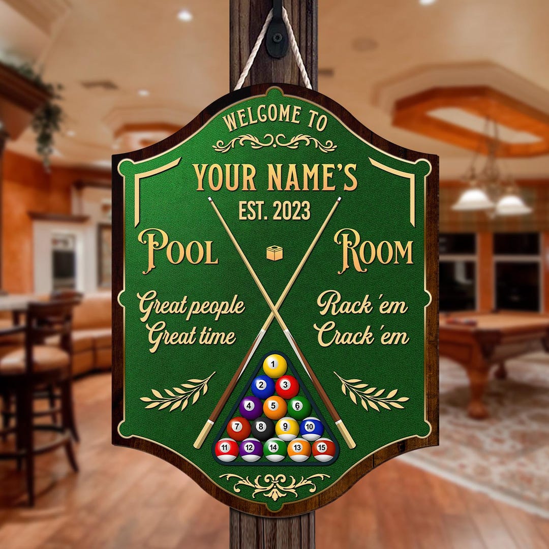 Custom Billiards Bar & Lounge Wood Sign, Rack'em Crack'em Man Cave ...