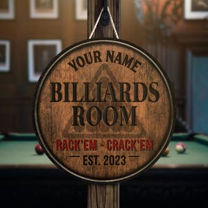 Custom Billiards Lounge & Bar Pool Wooden Sign Wall Art Plaque, Pool ...