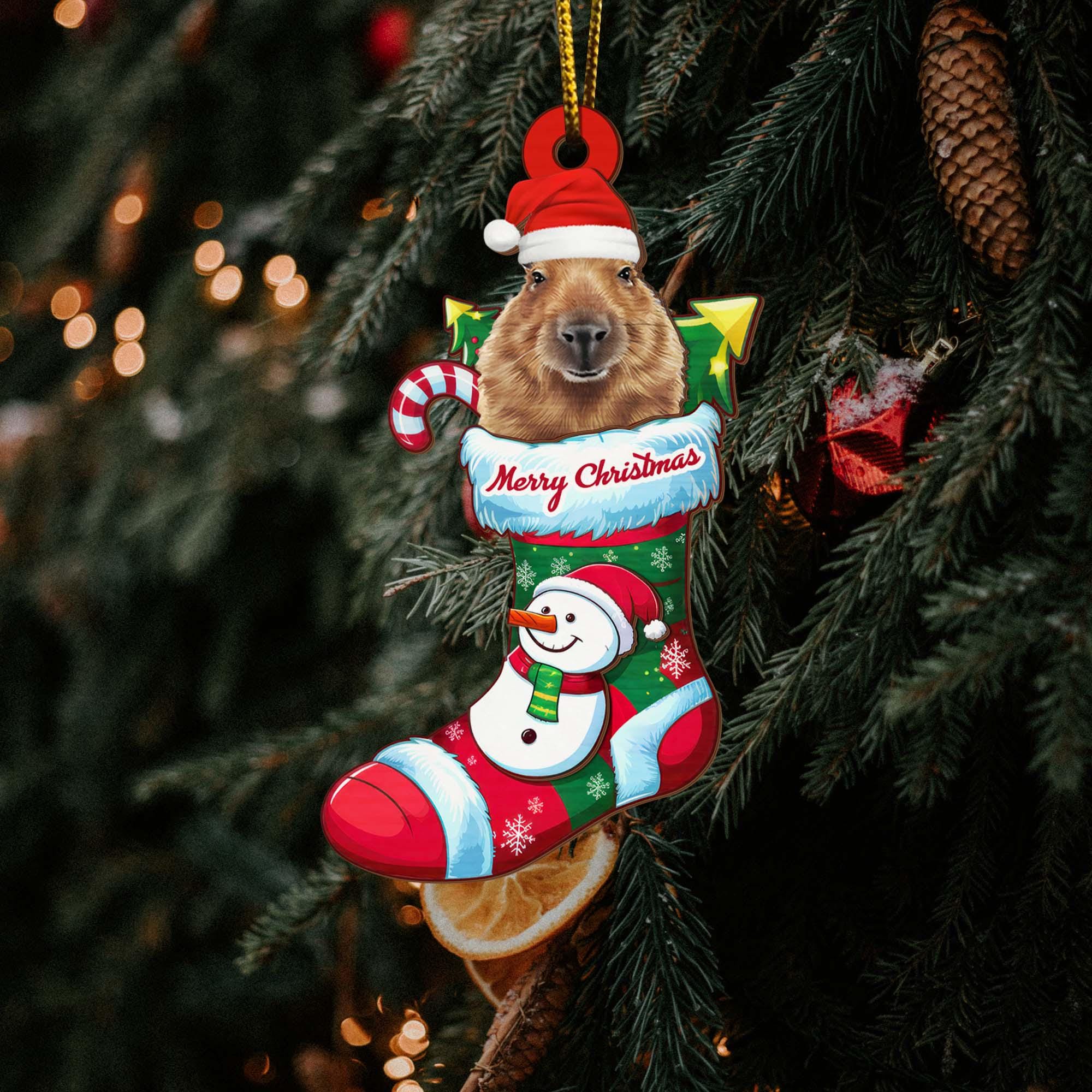Ornamenti Natalizi Capybara In Legno 2D 9cm – Decorazioni Piatte Per Albero, Regali Unici Per Amanti Degli Animali, Da Appendere In Auto - 2