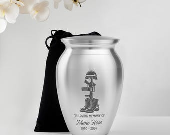 Personalized Veterans Memorial Mini Urns Stainless Steel Decorative Keepsake Urns for Ashes 2.56 inch, Gifts for Soldier Military US Army