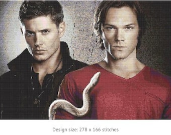 May include: Two men, one wearing a black leather jacket and the other a red shirt, are standing side by side. A white snake is wrapped around the man in the red shirt.