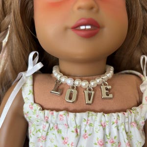 LOVE Charm pearl necklace for 18-inch-dolls