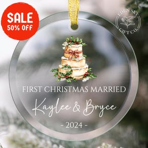 Personalized First Christmas Married Glass Ornament, Custom Wedding Keepsake 2024, Just Married Mr & Mrs Ornament, Elegant Couples Gift