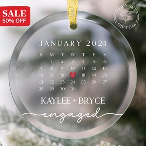 Personalized Engaged Date Gifts For Couple Engagement Anniversary Christmas Tree Decoration Keepsake - Custom Engagement Date Ornament 2024