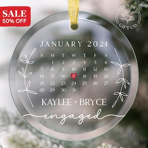 Personalized Engaged Date Gifts For Couple Engagement Anniversary Christmas Tree Decoration Keepsake - Custom Engagement Date Ornament 2024