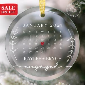 Personalized Engaged Date Gifts For Couple Engagement Anniversary Christmas Tree Decoration Keepsake - Custom Engagement Date Ornament 2024