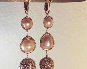 rose gold pearl  earring