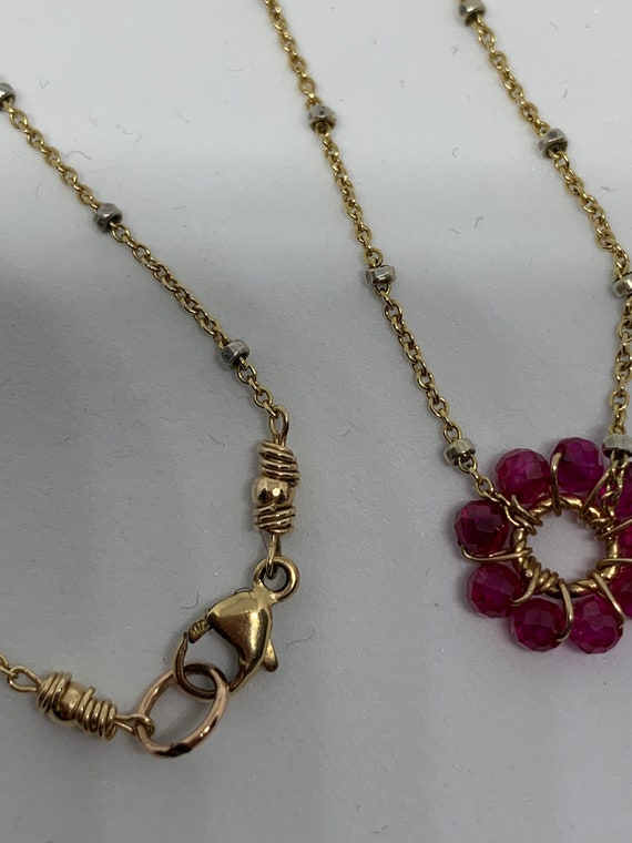 Red Ruby Gold Necklace | Etsy