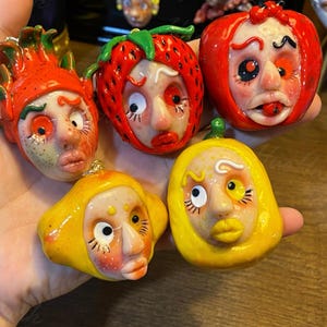 Polymer Clay Ugly Face Necklaces - Weird Necklace - Gift for Goth&Y2k Girl