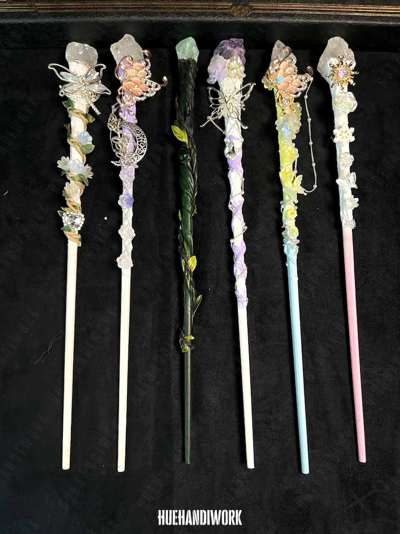 Handmade Fairy Wand: Crystal, Butterfly & Floral Elf Cosplay - Etsy
