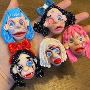 Polymer Clay Ugly Face Necklaces - Weird Necklace - Gift for Goth&Y2k Girl