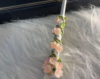 手作りの森の妖精の花のつる魔法の杖、宝石クリスタルトッパー