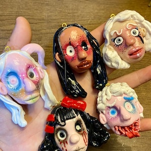 Polymer Clay Ugly Face Necklaces - Weird Necklace - Gift for Goth&Y2k Girl