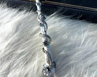 Handmade Gothic Snake Rose Crystal Wand: Cosplay Witchy Decor