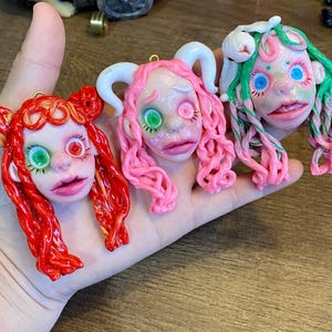 Polymer Clay Ugly Face Necklaces - Weird Necklace - Gift for Goth&Y2k Girl