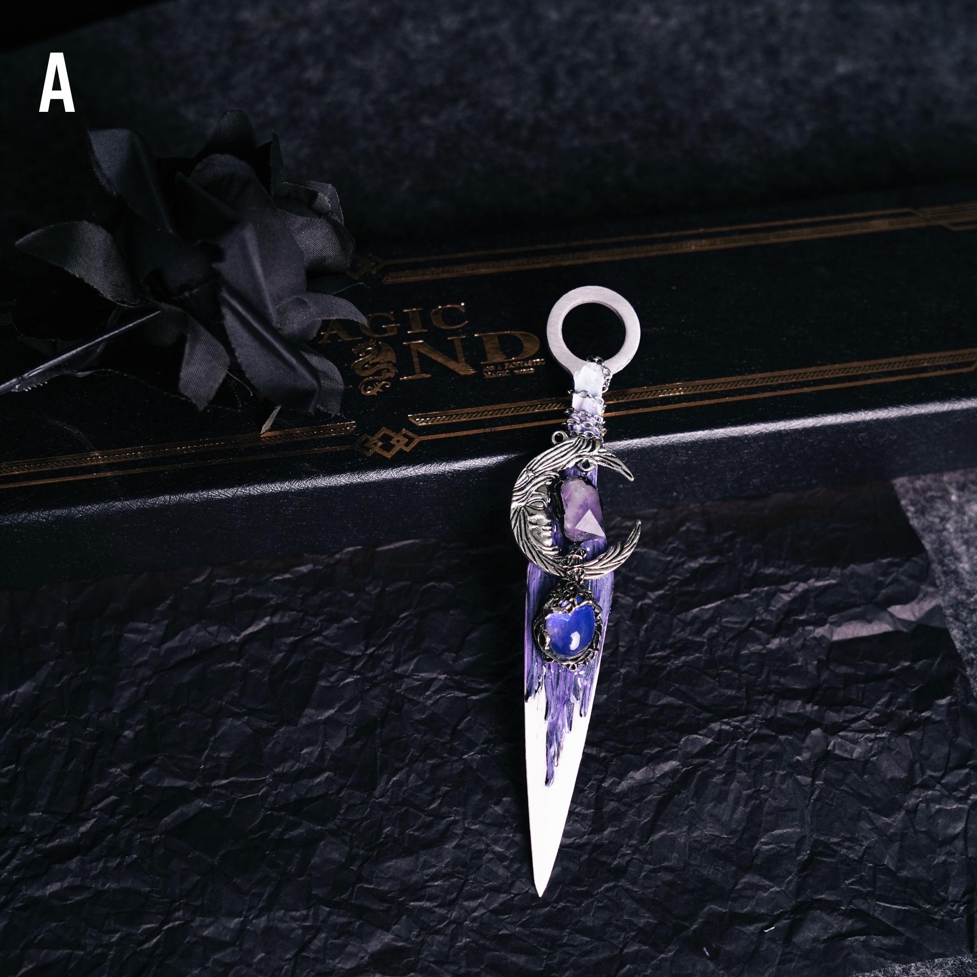 Whimsy Dagger Handmade Blue Floral Dagger: Gothic Fantasy Bookshelf Decor - Etsy