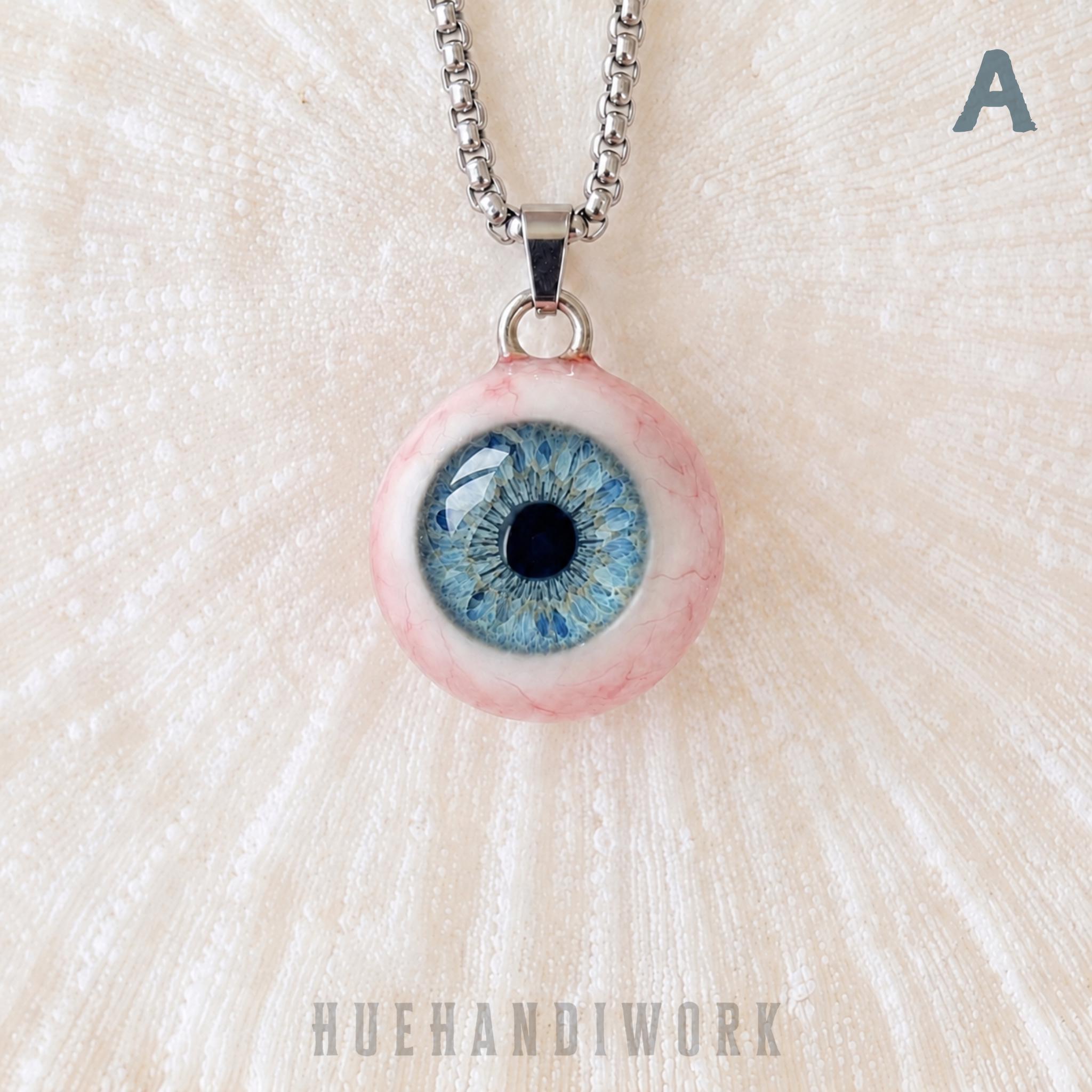 Realistic 3D Eyeball Pendant Necklace, Handmade Goth Jewelry