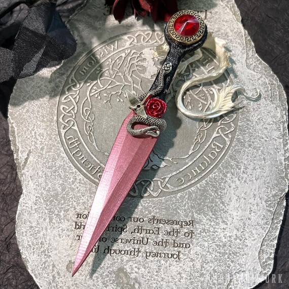 Handmade Pink Dagger: Gothic Snake & Rose Cosplay Prop