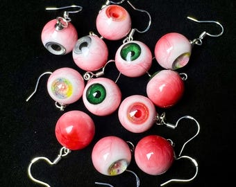 Handcrafted Gothic Eyeball Earrings, Unique Jewelry for Goth, Weird Christmas Gifts