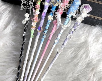 Handmade Crystal Magic Wand, Fairy Moon Scepter, Cosplay Prop
