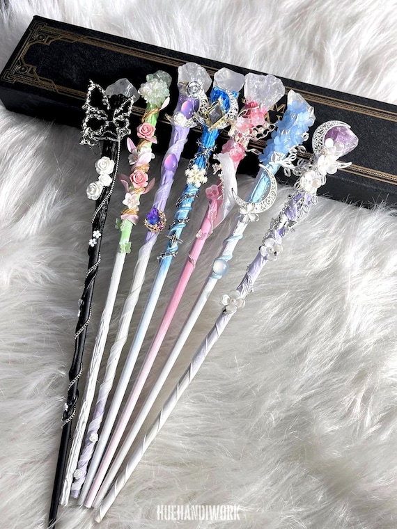 手作りクリスタル魔法の杖、妖精の月の笏、コスプレ小道具 - Etsy 日本