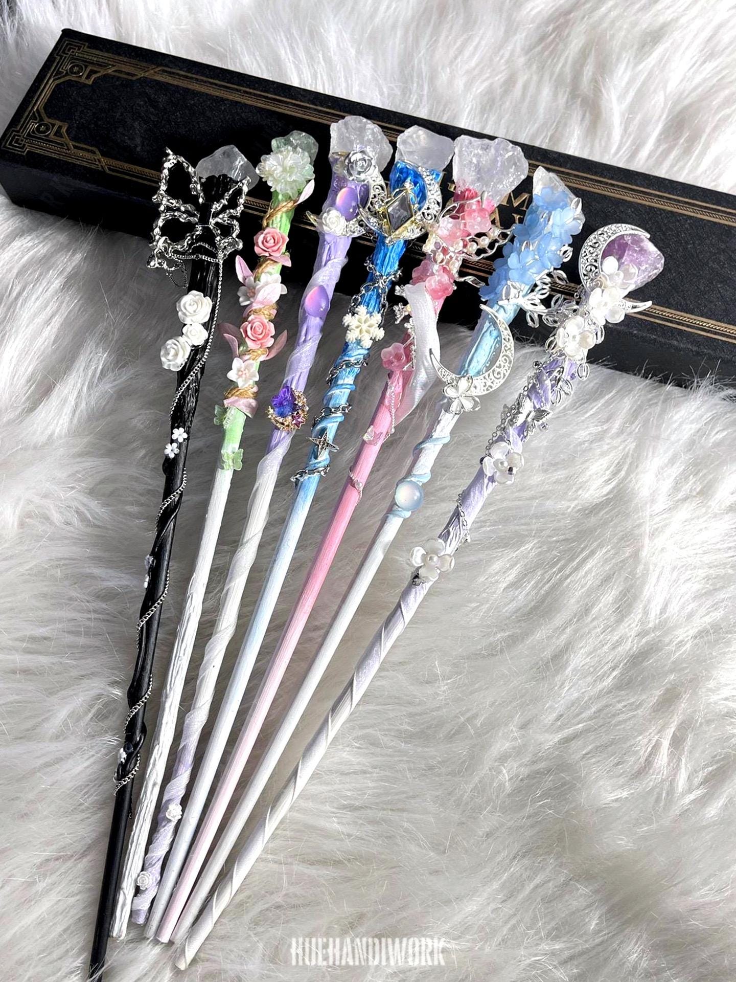 手作りクリスタル魔法の杖、妖精の月の笏、コスプレ小道具 - Etsy 日本