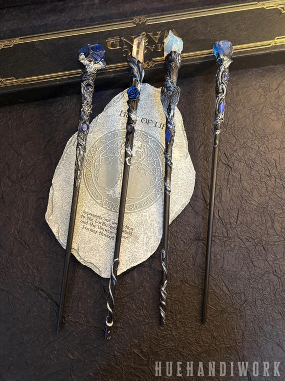 Handcrafted Fantasy Wizard Wand Collection: Gothic Dark Sorcerer Scepter, Crystal Cosplay Prop